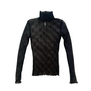 Sheer Black Lace Turtleneck Long Sleeve Size S